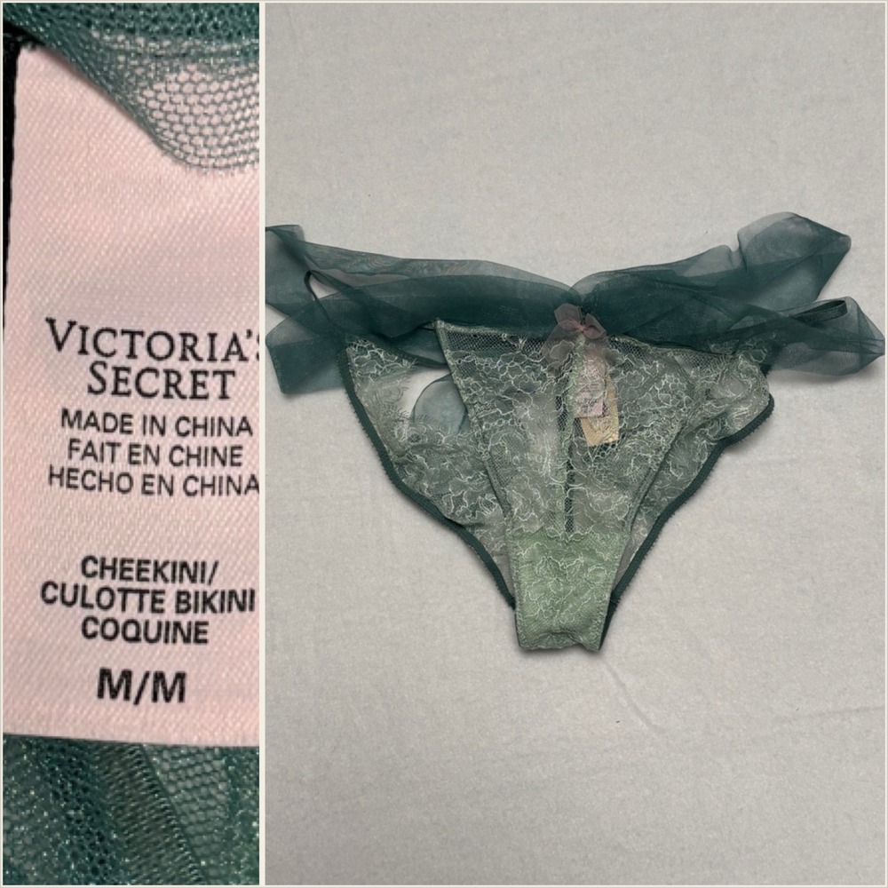 Victoria's Secret Dream Angels Thong Tanga Blue M/M Cheekini Bikini Green M/M - Picture 2 of 3